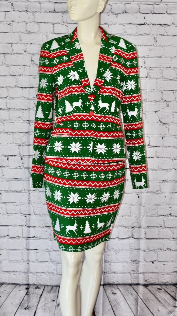 OppoSuits 2pc Jacket/Skirt Set Christmas Festive Holiday Event Party Suit 8 NEW!